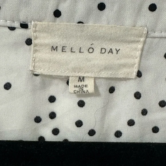 MELLODAY Black and White Polka Dot Blouse, Size Medium - Picture 3 of 8